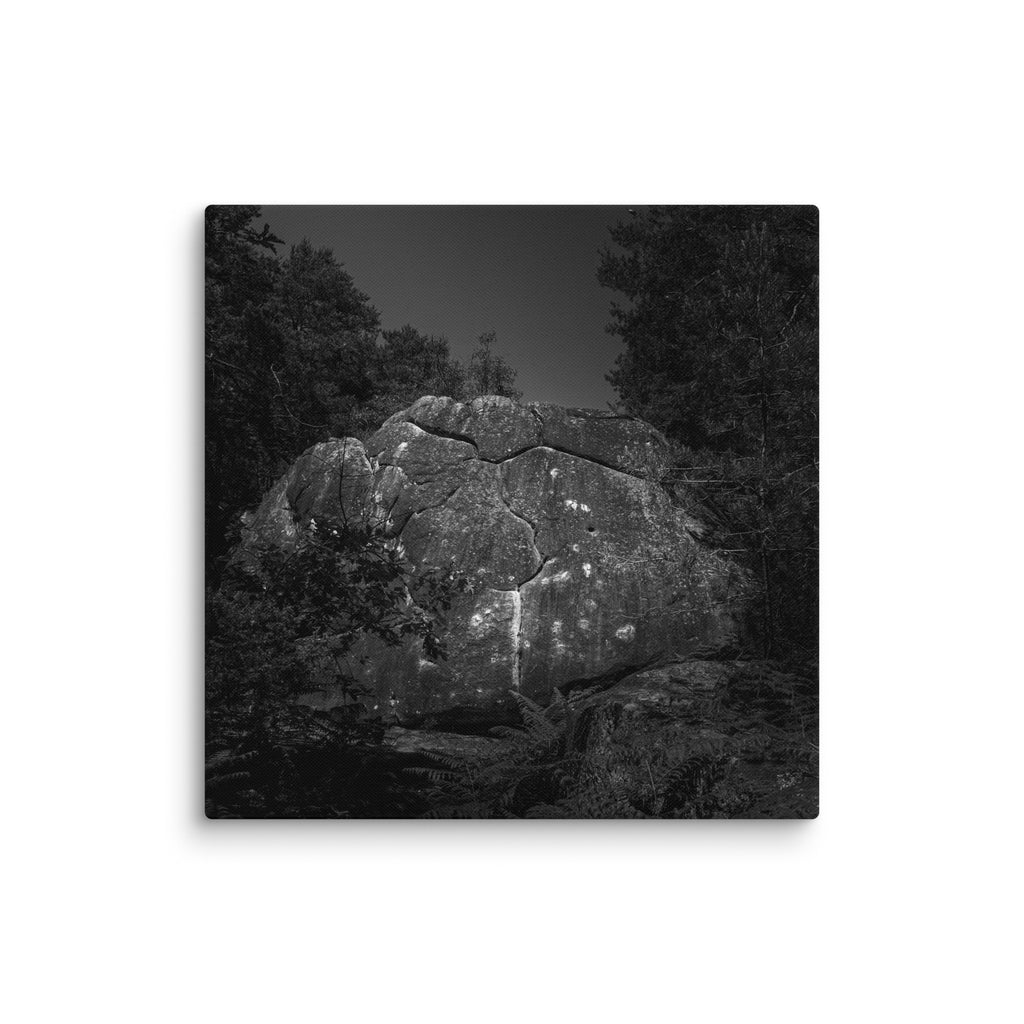 Bleau Archive 10 La Serpentine 3+ canvas featuring the iconic Fontainebleau boulder climb