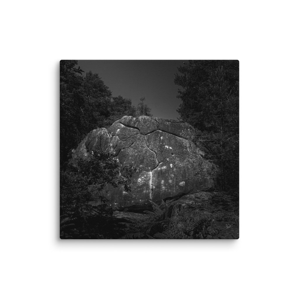 Bleau Archive 10 La Serpentine 3+ canvas featuring the iconic Fontainebleau boulder climb