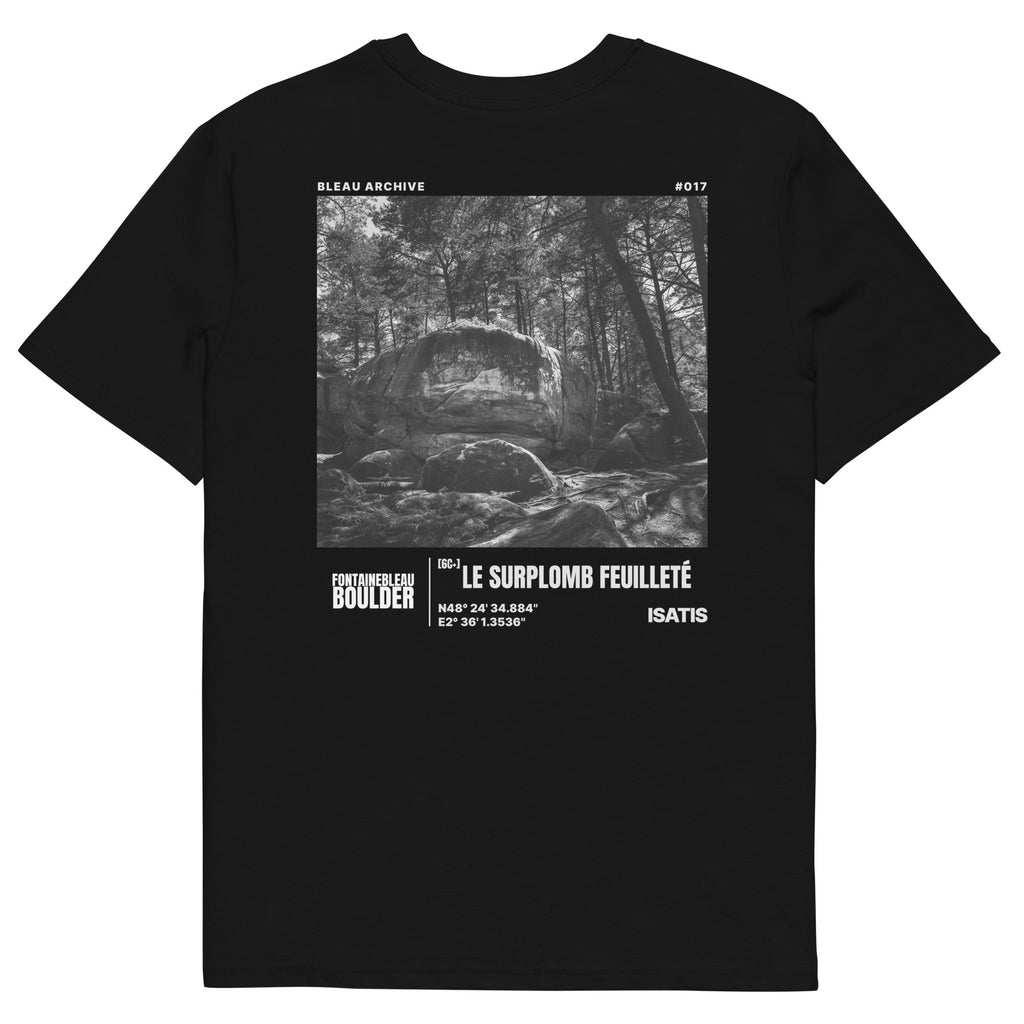 Bleau Archive 17 le surplomb feuilleté 6C+ tee featuring the iconic Fontainebleau boulder climb
