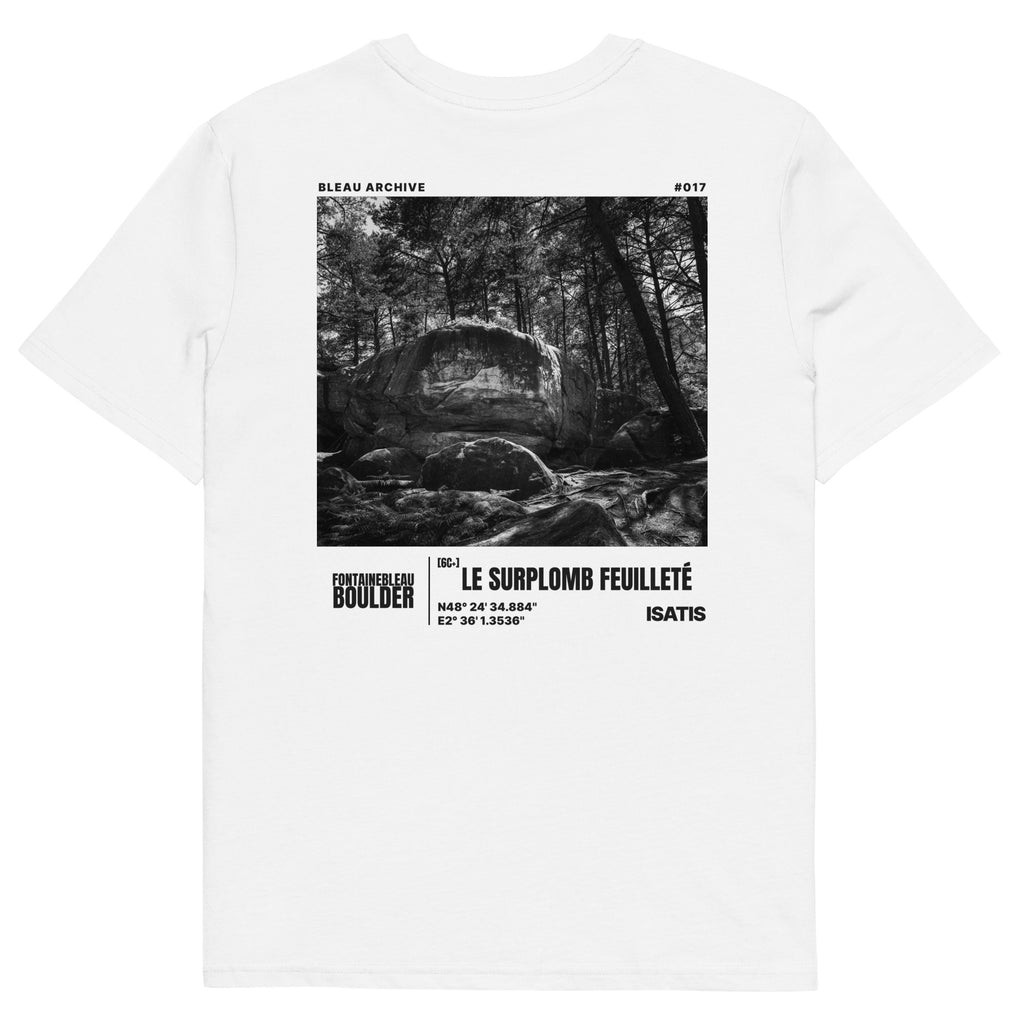 Bleau Archive 17 le surplomb feuilleté 6C+ tee featuring the iconic Fontainebleau boulder climb