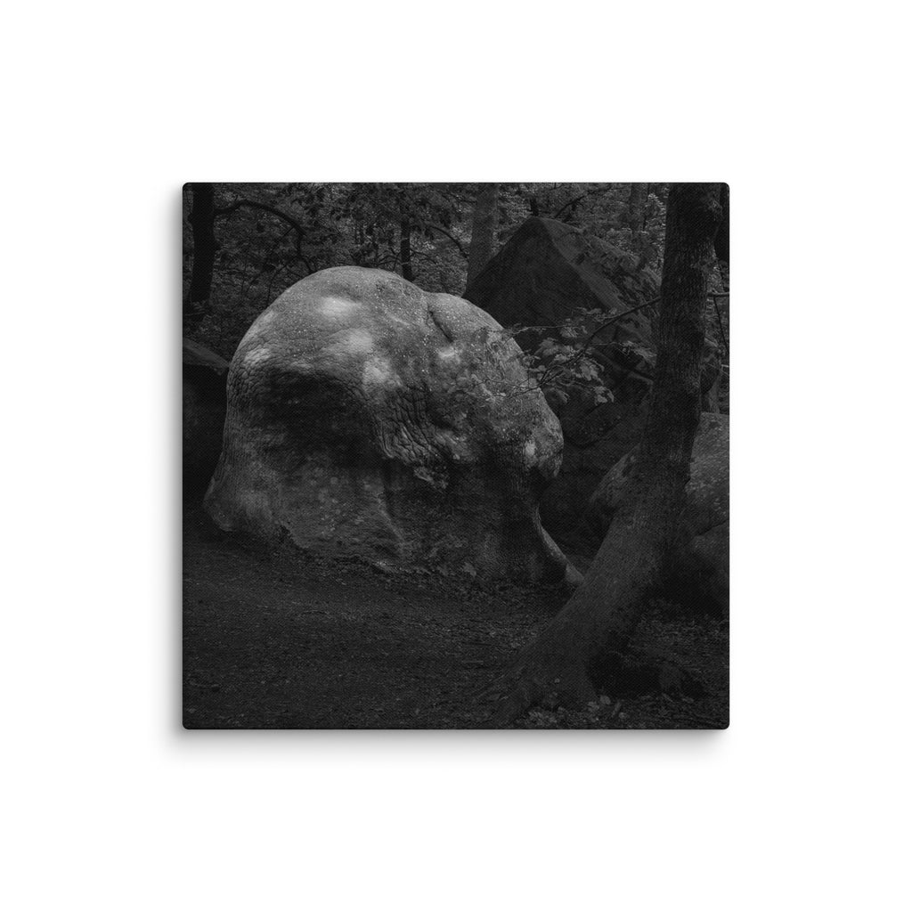 Bleau Archive 2 Game One 7B canvas featuring the iconic Fontainebleau boulder climb