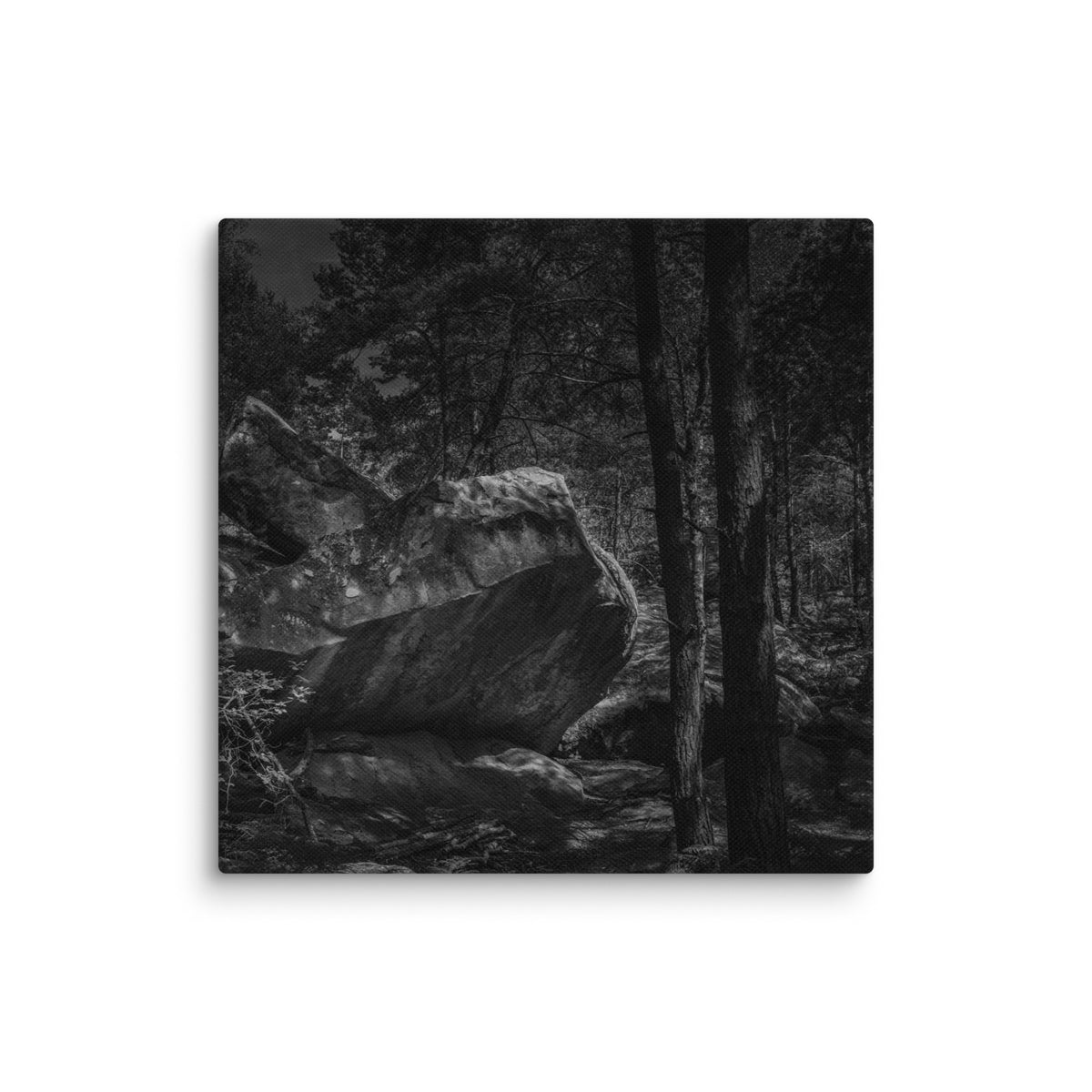 Bleau Archive 20 Millenium 7C canvas featuring the iconic Fontainebleau boulder climb