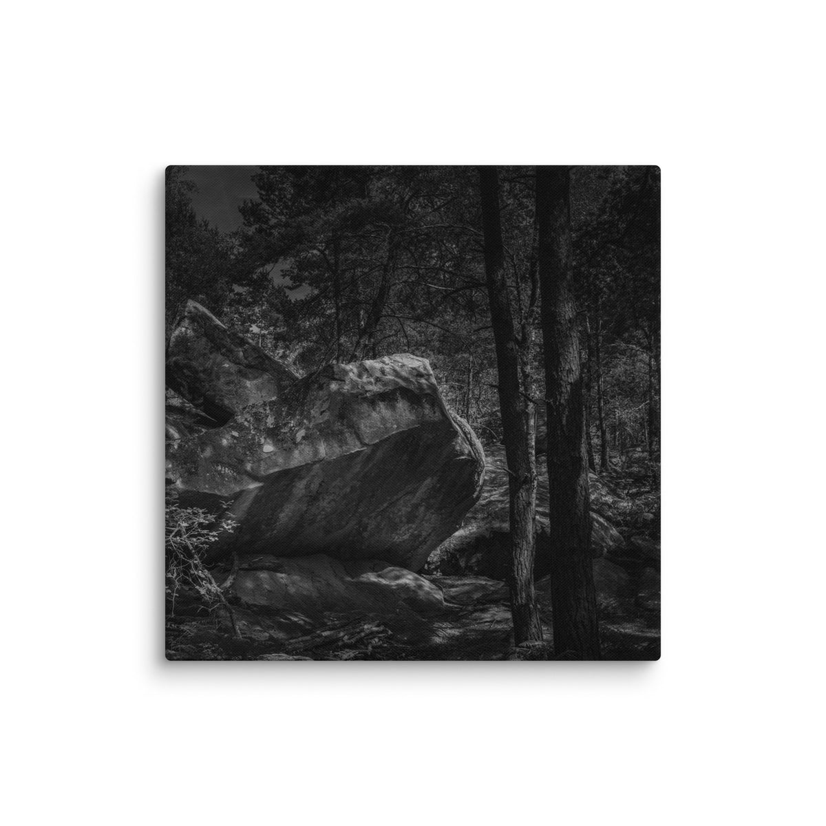 Bleau Archive 20 Millenium 7C canvas featuring the iconic Fontainebleau boulder climb