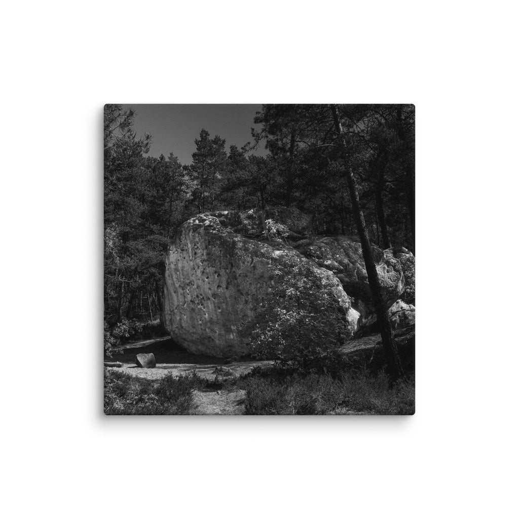 Bleau Archive 3 La Dalle à Poly 5+ canvas featuring the iconic Fontainebleau boulder climb