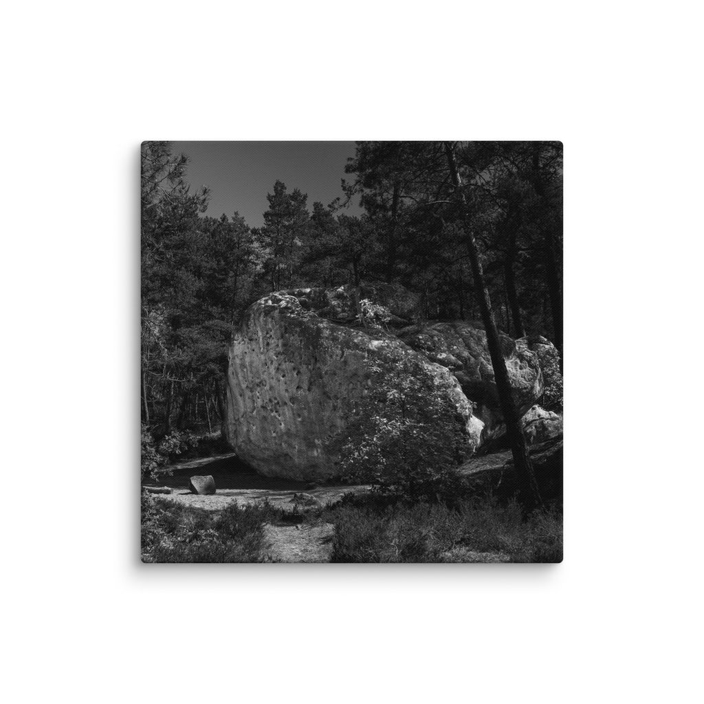 Bleau Archive 3 La Dalle à Poly 5+ canvas featuring the iconic Fontainebleau boulder climb