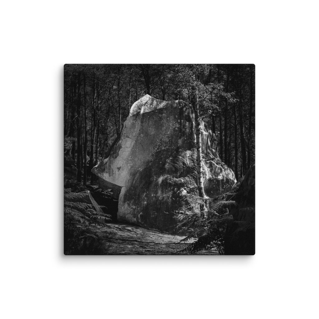 Bleau Archive 7 L'Ultime Secret 7A+ canvas featuring the iconic Fontainebleau boulder climb