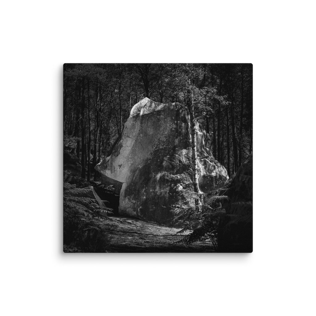 Bleau Archive 7 L'Ultime Secret 7A+ canvas featuring the iconic Fontainebleau boulder climb