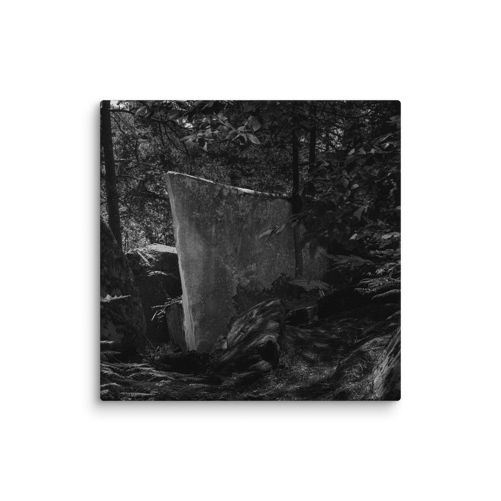 Bleau Archive 8 La Belle Proue 6C canvas featuring the iconic Fontainebleau boulder climb