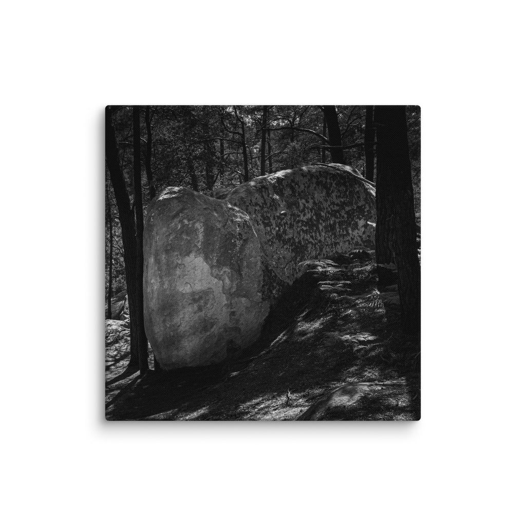 Bleau Archive 9 Le Pilier Légendaire 7A+ canvas featuring the iconic Fontainebleau boulder climb